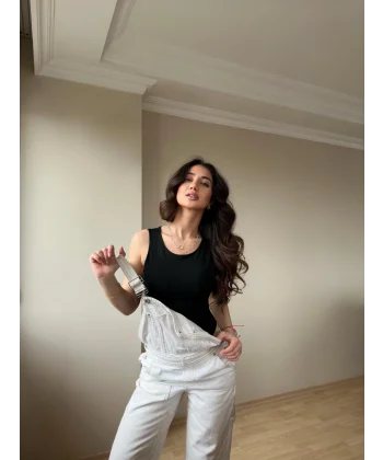 Halter Yaka Siyah Bodysuit