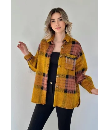 Hardal Buklet Cepli Zincir Taşlı Gömlek