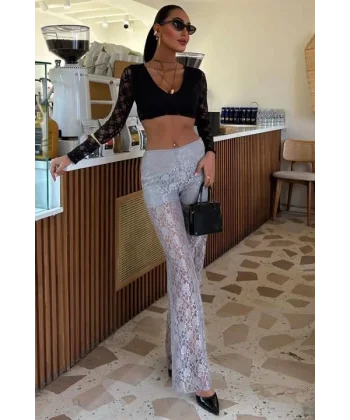 İçi Astarlı Dantel Pantolon 0081