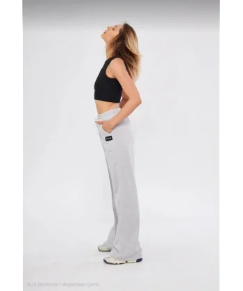 İki iplik Bol Paça Eşofman Pantalon - Gri