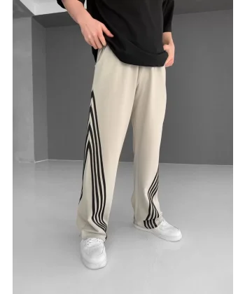 İki İplik Kumaş Şeritli Alt Esofman - Gri