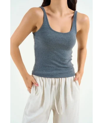 İnce Askılı Biyeli Atlet - Antrasit