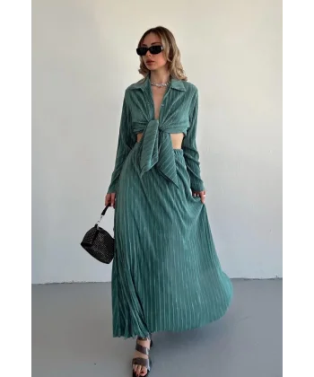 int Fitilli Gömlek Ve Uzun Etek Takım