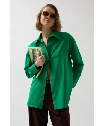 ırt Dekolteli Bağcıklı Gömlek