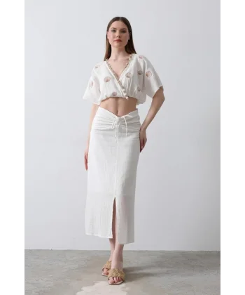 İstiridyeli üslin Takım  Ekru