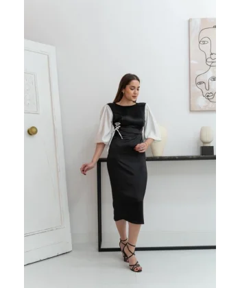 iyah Beyaz Bağcık Detay aten Elbise