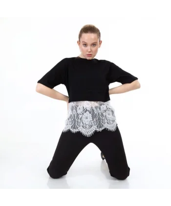 i̇yah Beyaz Dantelli̇ Ti̇şört