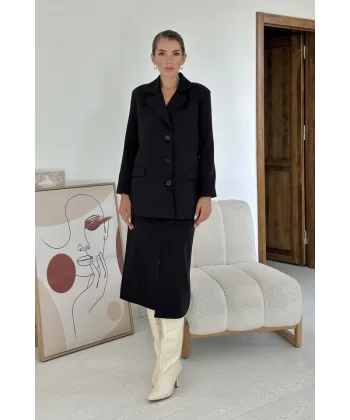 iyah Düğmeli Ceket Ve Etek Takım