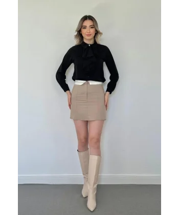 iyah Jesica Volanlı Taş Düğme Detaylı Gömlek