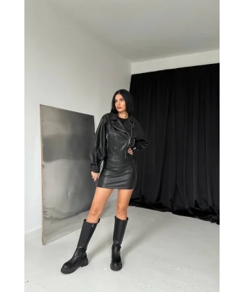 iyah Kolları Kemerli Deri Ceket