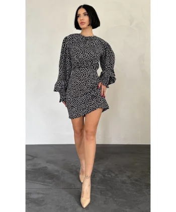 iyah Puantiyeli Önü Büzgülü Elbise