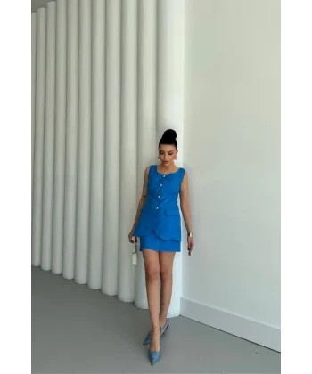 JAKAR KETEN YELEK - KISA ETEK TAKIM - Mavi