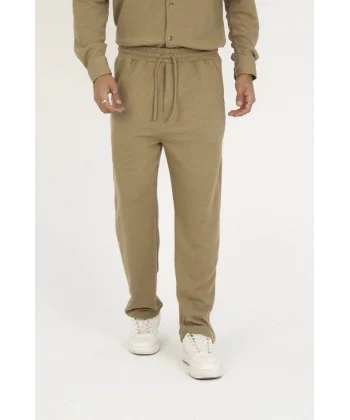 Jakar Kutu Desenli Baggy Eşofman Pantolon - Kahverengi