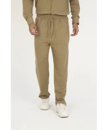 Jakar Kutu Desenli Baggy Eşofman Pantolon - Kahverengi