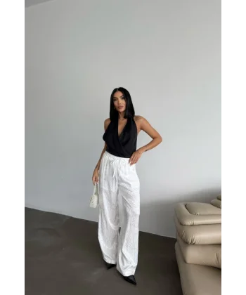 JAKAR SATEN PANTOLON - Beyaz