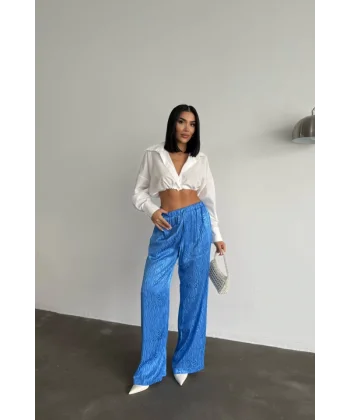 JAKAR SATEN PANTOLON - Mavi