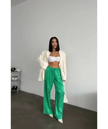 JAKAR SATEN PANTOLON - Yeşil