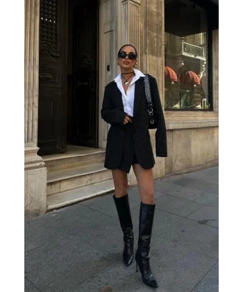 Jerry Şort Etekli Çizgili Takım 9691-24