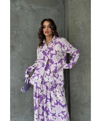 Jose Çiçek Desen Pileli Etek 4033-08