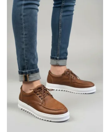 JY-T12x Arts Bağcıklı Cilt Erkek Günlük Spor Klasik Ayakkabı CBT - Taba