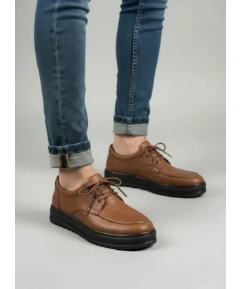 JY-T12x Arts Bağcıklı Cilt Erkek Günlük Spor Klasik Ayakkabı CST - Taba