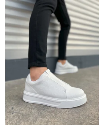 JY007 Alba Bağcıksız Cilt Erkek Günlük Sneaker Ayakkabı CBT Beyaz
