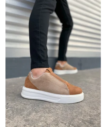 JY007 Alba Bağcıksız Süet Erkek Günlük Sneaker Ayakkabı SBT Taba/Vizon