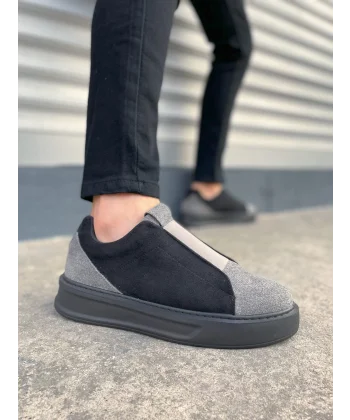 JY007 Alba Bağcıksız Süet Erkek Günlük Sneaker Ayakkabı SST Gri/Siyah