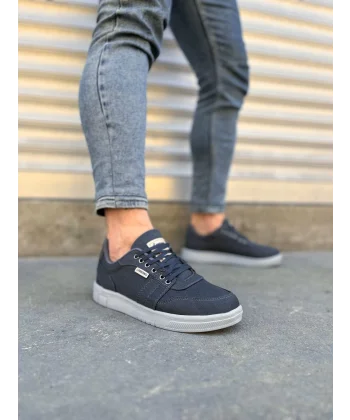 JY0118 REX Bağcıklı Keten Kumaş Erkek Günlük Sneaker Ayakkabı KGT - Füme