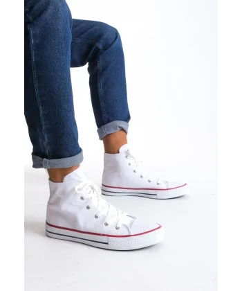 JY0423 AXE Bağcıklı Keten Kumaş Erkek Günlük Sneaker Ayakkabı KBT - Beyaz