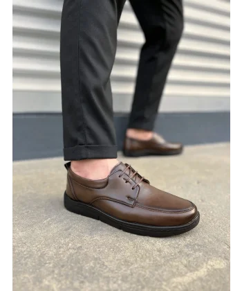 JY0510 Clasica Bağcıklı Cilt Erkek Günlük Klasik Ayakkabı CST - Kahverengi