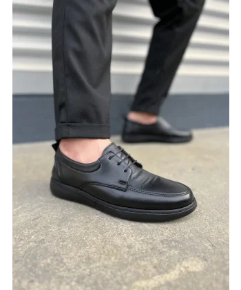 JY0510 Clasica Bağcıklı Cilt Erkek Günlük Klasik Ayakkabı CST - Siyah