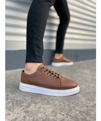 JY0535 Prime Bağcıklı Cilt Erkek Günlük Sneaker Ayakkabı CBT - Taba