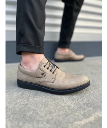 JY0610 Clasico Bağcıklı Cilt Erkek Günlük Klasik Ayakkabı CST - Gri