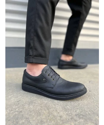 JY0610 Clasico Bağcıklı Cilt Erkek Günlük Klasik Ayakkabı CST - Mat Siyah