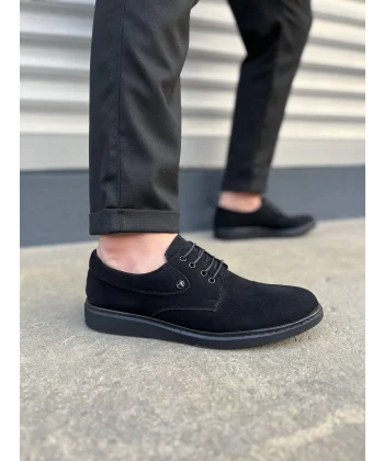 JY0610 Clasico Bağcıklı Süet Erkek Günlük Klasik Ayakkabı SST - Siyah