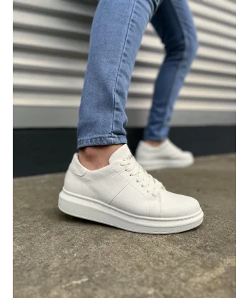 JY151 Boost Bağcıklı Cilt Erkek Günlük Sneaker Ayakkabı CBT - Beyaz