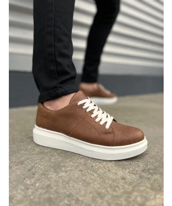 JY151 Boost Bağcıklı Cilt Erkek Günlük Sneaker Ayakkabı CBT - Taba