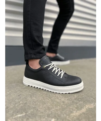 JY152 Cool Bağcıklı Cilt Erkek Günlük Spor Klasik Ayakkabı CBT - Siyah