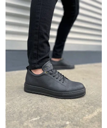 JY152 Cool Bağcıklı Cilt Erkek Günlük Spor Klasik Ayakkabı CST - Siyah