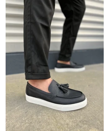 JY153 Bloom Bağcıksız Püsküllü Cilt Erkek Günlük Spor Klasik Ayakkabı CBT - Siyah