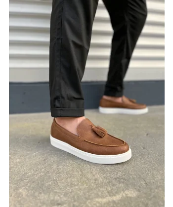 JY153 Bloom Bağcıksız Püsküllü Cilt Erkek Günlük Spor Klasik Ayakkabı CBT - Taba