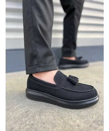 JY154 Blaze Bağcıksız Püsküllü Süet Erkek Günlük Spor Klasik Ayakkabı SST - Siyah