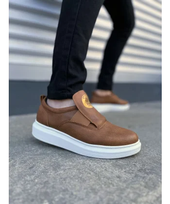 JY161 Hippo Bağcıksız Cilt Erkek Günlük Sneaker Ayakkabı CBT - Taba