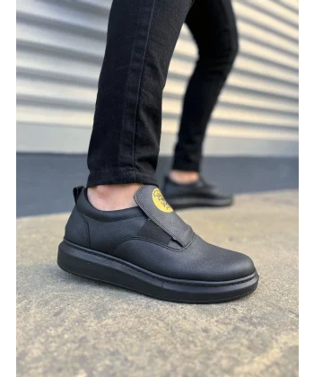 JY161 Hippo Bağcıksız Cilt Erkek Günlük Sneaker Ayakkabı CST - Siyah