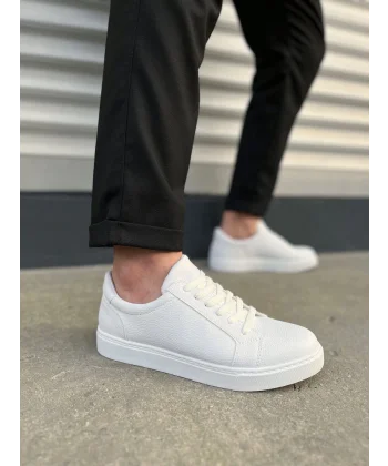 JY165 Elite Bağcıklı Cilt Erkek Günlük Sneaker Ayakkabı CBT - Beyaz