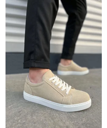 JY165 Elite Bağcıklı Süet Erkek Günlük Sneaker Ayakkabı SBT - Krem