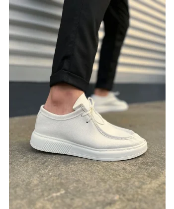 JY170 Tornado Bağcıklı Cilt Erkek Günlük Spor Klasik Ayakkabı CBT - Beyaz