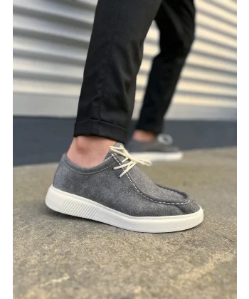 JY170 Tornado Bağcıklı Süet Erkek Günlük Spor Klasik Ayakkabı SBT - Gri