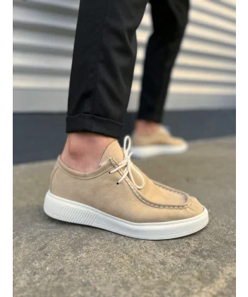 JY170 Tornado Bağcıklı Süet Erkek Günlük Spor Klasik Ayakkabı SBT - Krem